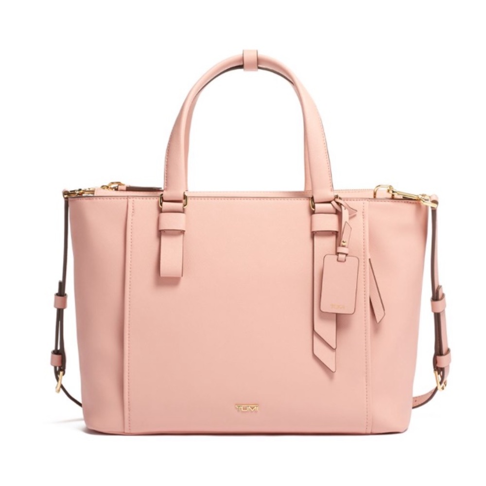 💖 Tumi Varek Park Pink Leather Purse Tote 🌸